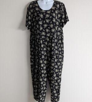 Vintage Jumpsuit Womens 13 Floral 80s Decked Out Boho Festival Goth Cottage 90s